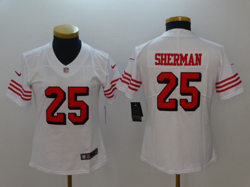 Women San Francisco 49ers 25 Sherman White Color Rush Nike Vapor Untouchable Limited Playe NFL Jerseys